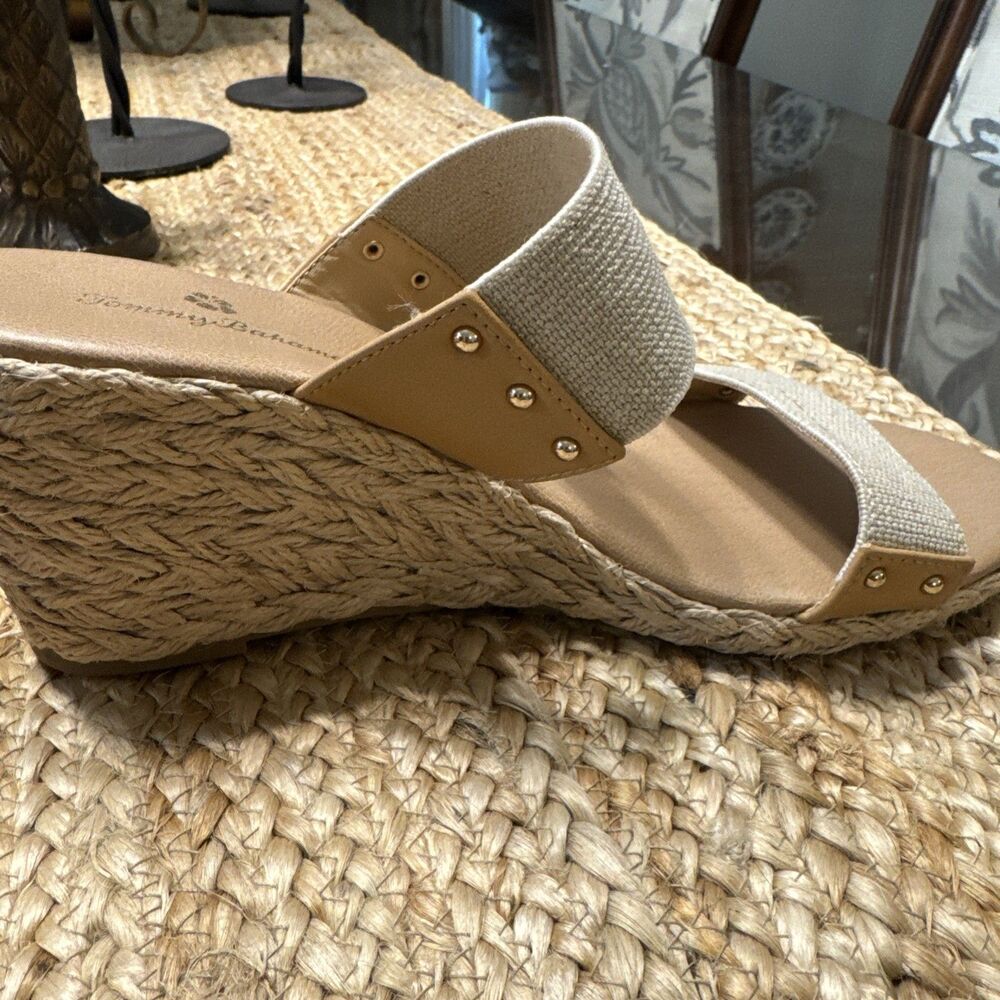 Tommy Bahama Sandals Womens Size 7.5 Super Espadrille Wedge Slip Ons Cream - Picture 4 of 8
